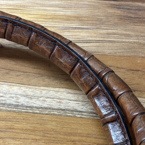 Brahmin Leather Satchel Doctor Style Handbag with Crocodile Embosssed Trim - Picture 10 of 15